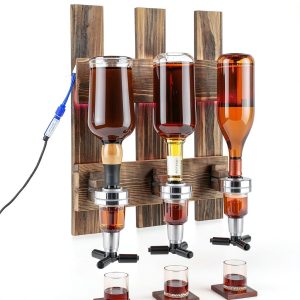 Geelin Wood Liquor Dispenser Rustic Wall Mount with LED-0