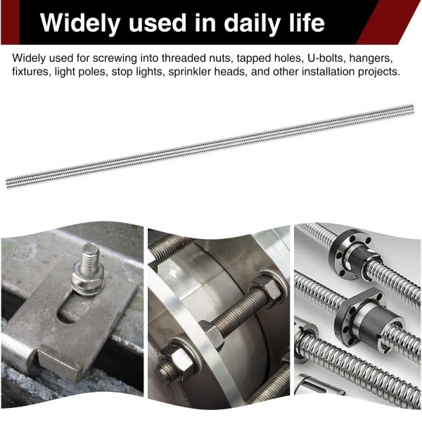 M12 Fully Threaded Rod Sunkoo 304 Stainless Steel 300mm Hand Stud-4