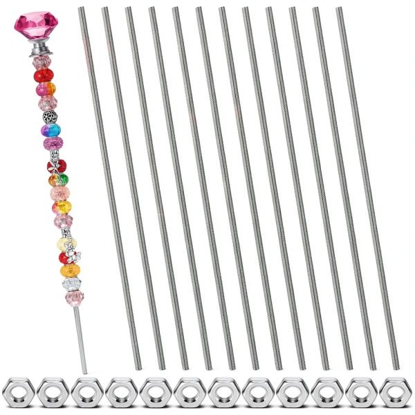 LEIFIDE 4mm Stainless Steel Threaded Rods with Hex Nuts 24pcs-0
