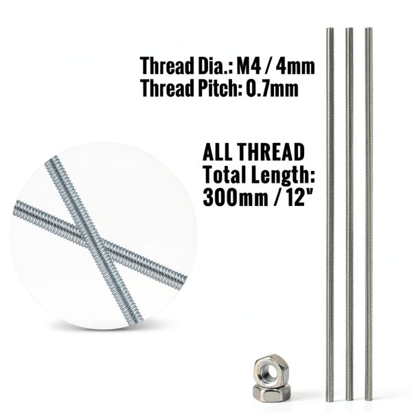 LEIFIDE 4mm Stainless Steel Threaded Rods with Hex Nuts 24pcs-1